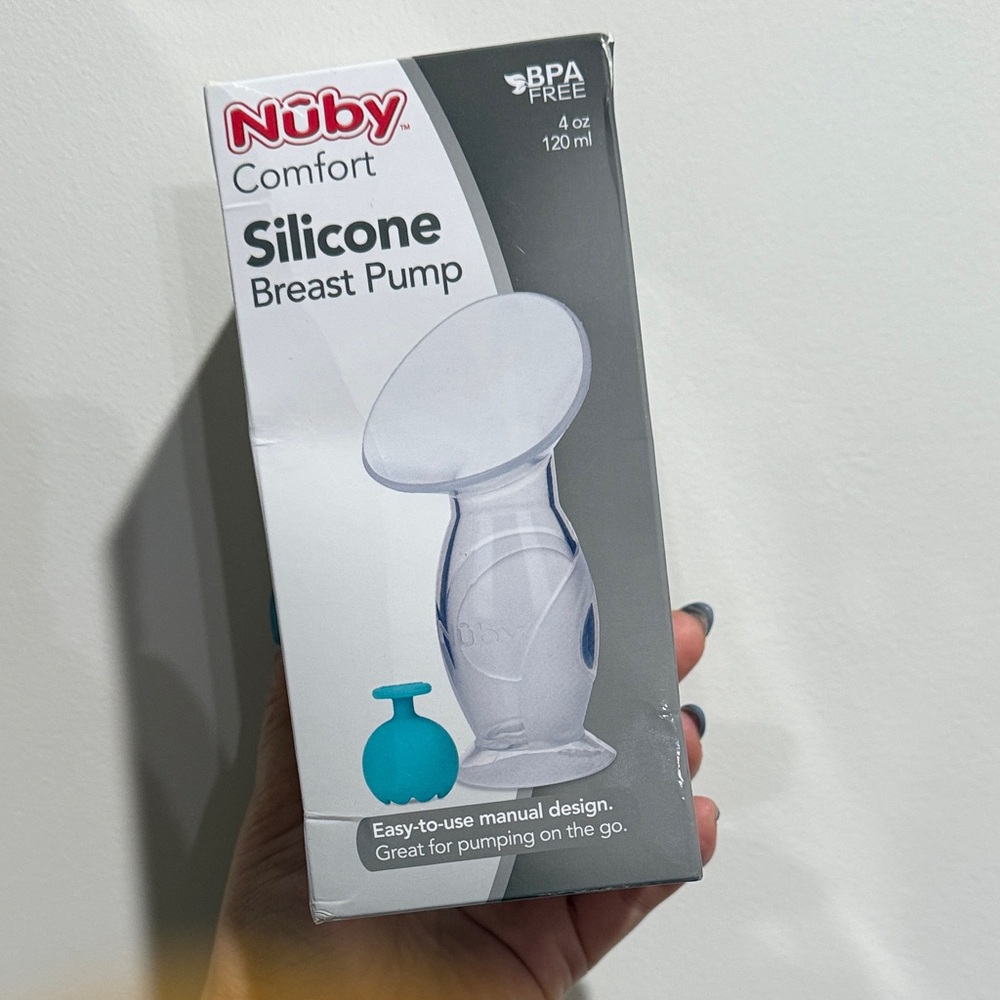 Nuby Comfort Silicone Breast Pump - White/Clear with Teal Accent